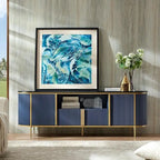 Meuble TV de luxe moderne, meuble de divertissement, avec plateau en faux marbre