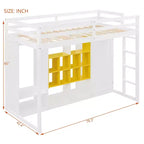Lit mezzanine enfant avec armoire et étagères, Cadre de lit mezzanine en bois avec meuble de rangement pour enfants et adolescents