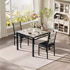 Ensemble table à manger pour 4 personnes, avec 4 chaises rembourrées, ensemble de 5 pièces de table de cuisine en bois avec protecteur de coin pour cuisine, appartement, petit espace.