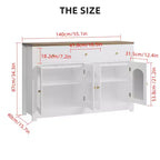 Buffet étroit de 140 cm avec 3 tiroirs et 4 portes pour cuisine, salle à manger, salon