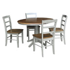 Table à manger ronde extensible 36 po avec 4 chaises Madrid