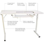 SewingRite SewStation 101 Table de couture pliante portable avec pieds en acier, blanc – Parfaite pour la maison, le bureau et les entreprises