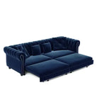 Canapé-lit gigogne 3-en-1 King Size Whisen Velvet et canapé convertible avec pouf mobile, design capitonné