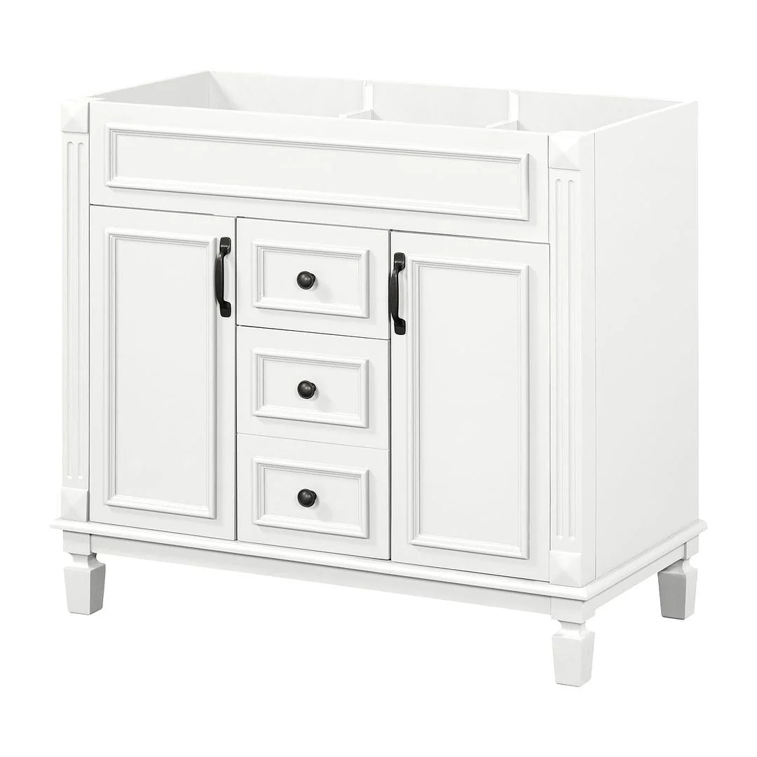 Meuble-lavabo de salle de bain moderne de 91 cm avec lavabo et armoire de toilette, 2 portes et 2 tiroirs