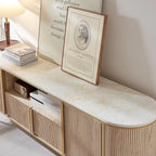 Meuble TV de luxe moderne, meuble de divertissement, avec plateau en faux marbre