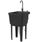 Évier utilitaire portable pour buanderie, bac à laver autoportant avec robinet, distributeur de savon et tuyaux