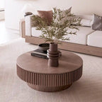 Table basse/de salon ronde moderne plaquée en bois massif avec rangement