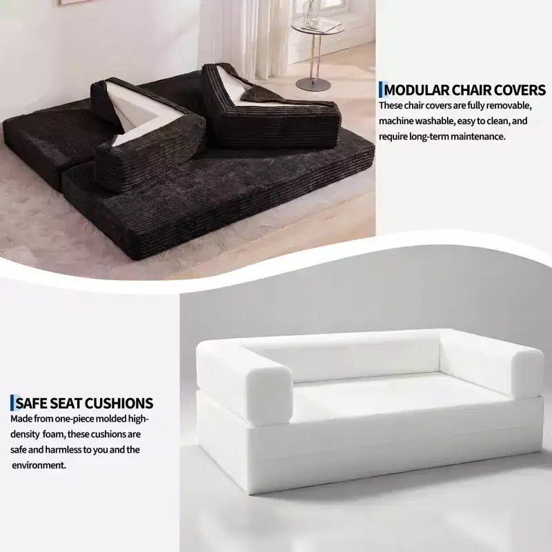 Canapé-lit convertible 5-en-1 80,7 po – Velours côtelé, 1200 lb, Aucun assemblage