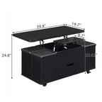 Table basse relevable multifonctionnelle et moderne avec rangement dissimulé, 4 tabourets et roulettes, parfaite pour les espaces de vie modernes.