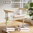 Berceau bébé avec roues 鈥?Beige / Gris / Rose, Cododo, pour 1 bébé