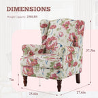 Fauteuil d'appoint moderne Erommy, fauteuil à dossier haut, canapé simple en tissu rembourré avec boutons et pieds en bois pour salon