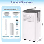 Climatiseur Portable, Flarhetoric 10000 BTU Climatisation/Ventilation/Déshumidification 3 EN 1, Unité AC Portable pour Pièce de 52 m², Unités pour Pièces à Faible Bruit