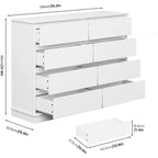 Armoire de rangement à 8 tiroirs, commode à tiroirs profonds, grand placard à plateau large pour salon, couloir, chambre d'enfants