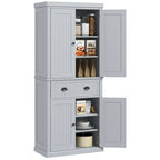 Meuble de rangement de cuisine autoportant traditionnel de 72 pouces avec 4 portes et 3 étagères réglables, grand tiroir central