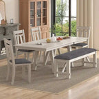 Chaises de salle à manger en bois massif VECELO avec assise en tissu de lin, ensemble de 2/4/6 chaises de salle à manger