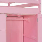 Lit superposé double sur double avec armoire de rangement et tiroirs, lit superposé double en bois peu encombrant avec garde-corps pour appartement, chambre à coucher