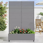MAYEERTY Jardinière avec treillis Gris fer Style classique à persiennes 183x89x41cm Ensemble de 3 pièces