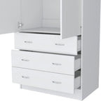 Grande Armoire Moderne à Deux Portes avec 3 Tiroirs et 1 Tringle pour Chambre à Coucher