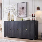 Buffet de cuisine avec 4 portes et étagères, grand buffet de rangement moderne, buffet de rangement de 66 po pour bar à café