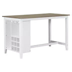Ensemble de salle à manger 5 pièces de hauteur comptoir pour 4, table rectangulaire en bois avec étagères de rangement et compartiment à vin/barre