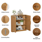 Meuble d'angle Dovelina avec étagères réglables, buffet, meuble à vin, meuble de cuisine et de salle à manger avec portes en bois - 31H x 31L, 36H x 31L