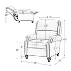 Ensemble de 2 fauteuils inclinables modernes en cuir véritable Elisabete avec garniture cloutée vintage pour salon et chambre à coucher | ART OF LIVING DESIGNS
