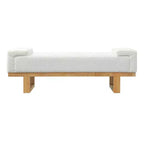 Banc rembourré Paulina moderne en bois d'hévéa et tissu bouclé Christopher Knight Home
