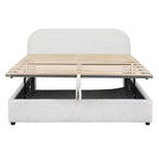 Lit capitonné Queen Size avec rangement escamotable - Blanc