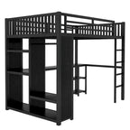 Lit mezzanine taille XL avec armoire intégrée