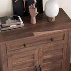 Armoire de rangement rustique 80 cm, avec portes à lattes, 3 niveaux réglables, casier à double porte, pour cuisine, salle à manger et bureau à domicile