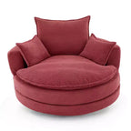 Fauteuil d'appoint pivotant à 360°, Fauteuil pivotant rond en forme de baril avec coussin pour salon