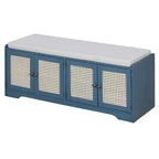 Banc de rangement rustique en bois Whisen, banc à chaussures d'entrée avec coussin amovible, étagères réglables