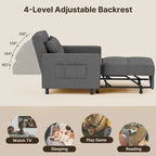Canapé-lit convertible 3 en 1, chaise longue rembourrée réglable et pliable