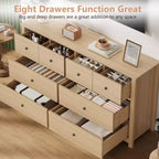 Commode moderne à 8 tiroirs pour chambre à coucher, grande commode en bois avec tiroirs profonds, meuble de rangement autonome pour salon