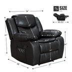 Fauteuil inclinable massant et chauffant en cuir, assise large et durable