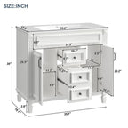 Meuble-lavabo de salle de bain moderne de 91 cm avec lavabo et armoire de toilette, 2 portes et 2 tiroirs