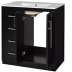 Meuble-lavabo de salle de bain à évier simple de 76 cm avec armoire et 3 tiroirs – Noir / Bleu / Vert / Indigo / Blanc