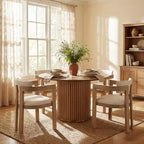 Ensemble de salle à manger rond moderne 5 pièces Christopher Knight Home Shankar avec chaises rembourrées en bois d'hévéa