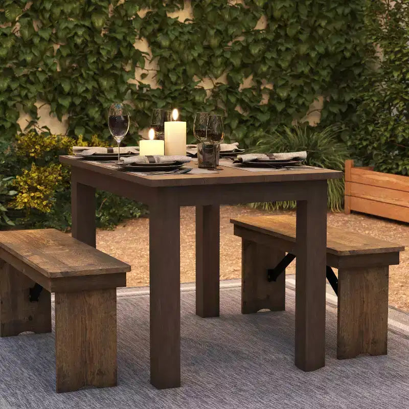 Table de salle à manger de ferme rectangulaire en pin massif 46 x 30 Flash Furniture